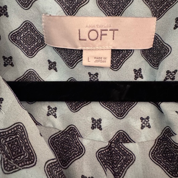 LOFT Blue and Black Geometric Blouse - Picture 2 of 6